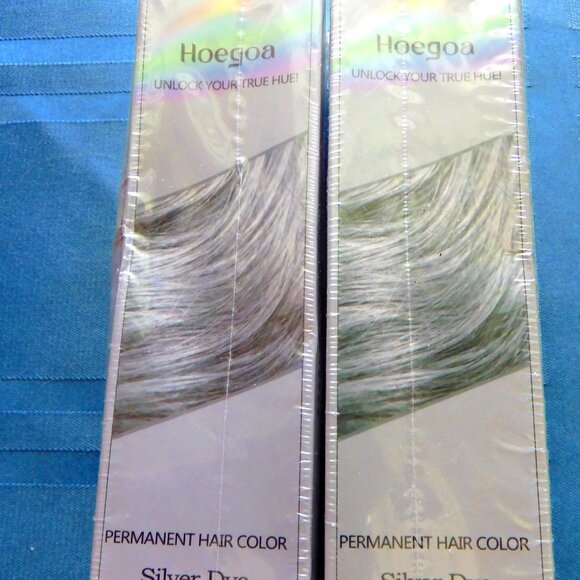 PAIR - HOEGOA PERMANENT SILVER HAIR COLOR CREAM - Picture 1 of 3